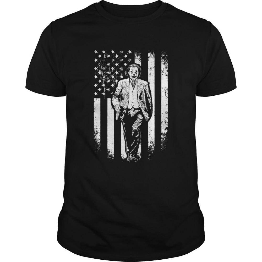 Joker Walking On American Flag Shirt